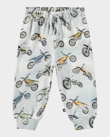 Molo Boy's Simeon Moto-Print Cotton Sweatpants, Size 3M-24M