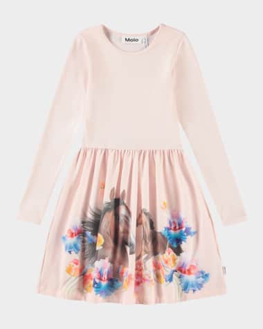 Molo Girl's Credence Long-Sleeve Printed Dress, Size 7-12