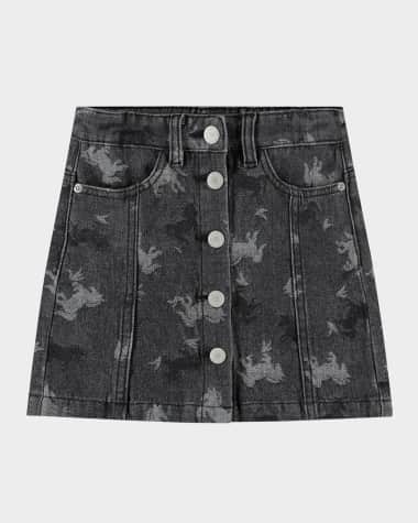Molo Girl's Bera Printed Denim Mini Skirt, Size 7-14