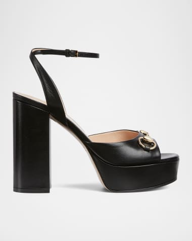 Gucci Leather Horsebit Platform Sandals