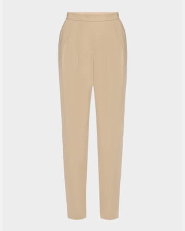 Giorgio Armani Pleated Stretch Wool Tapered-Leg Trousers