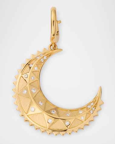 Harwell Godfrey 18K Textured Gold Moon Mini Pendant with Diamonds