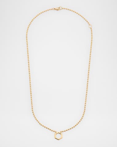 Harwell Godfrey 18K Yellow Gold Bead Hexagon Pendant Necklace