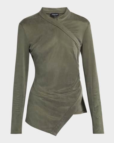 Giorgio Armani Asymmetric Jersey Long-Sleeve Top