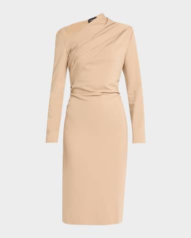 Giorgio Armani Asymmetric Long-Sleeve Jersey Dress