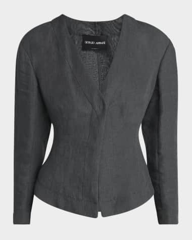 Giorgio Armani Short Linen Single-Breasted Blazer
