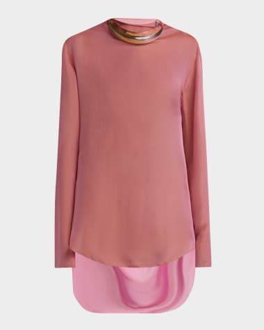 Giorgio Armani Iridescent Chiffon Cowl Backless Tunic