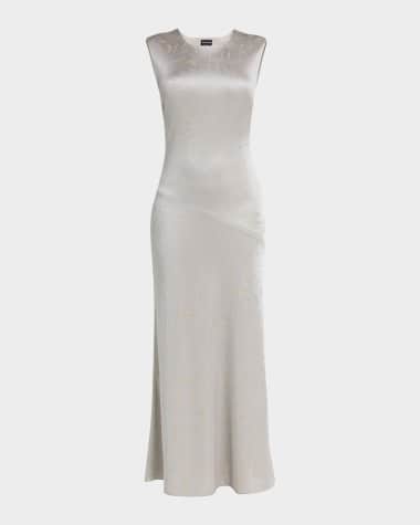 Giorgio Armani Printed Shiny Viscose Jacquard Maxi Dress