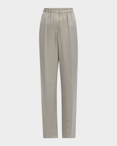 Giorgio Armani Micro Jacquard Straight-Leg Pull-On Trousers