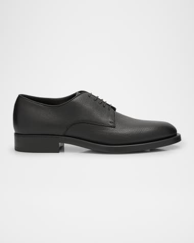 Giorgio Armani Men's Grained Leather Derby Shoes