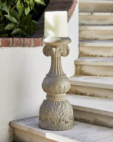 Neiman Marcus 24" Outdoor Cast Stone Floor Candlestick