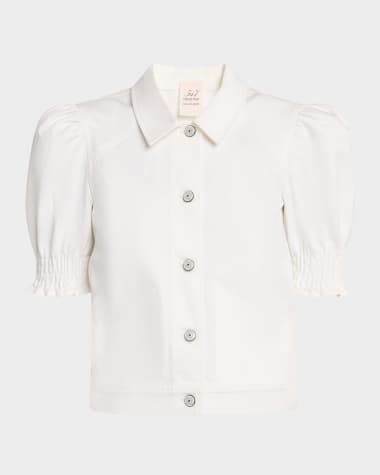 Cinq a Sept Roselyn Puff-Sleeve Denim Jacket