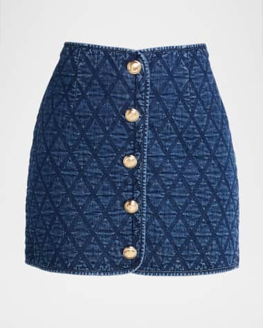 Cinq a Sept Gretchen Quilted Denim Mini Skirt
