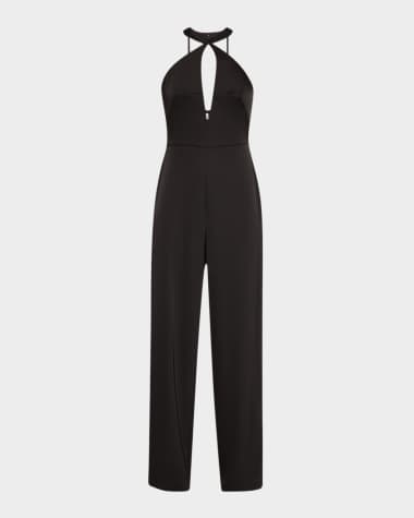 Liv Foster Nia Cutout Satin Halter Jumpsuit