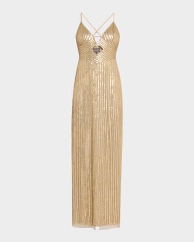 Liv Foster Madelyn Cutout Bead & Sequin Gown