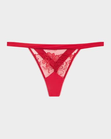 Lise Charmel Adorable En Sexy Floral-Embroidered Tulle Thong