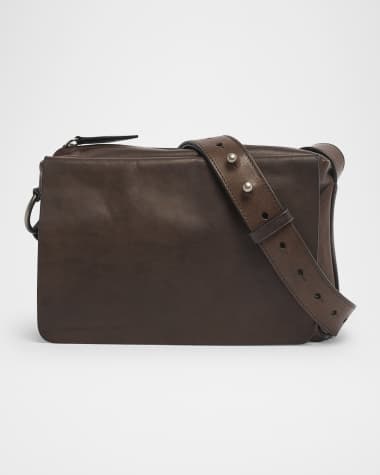 Dries Van Noten Men'a Calf Leather Flap Crossbody Bag