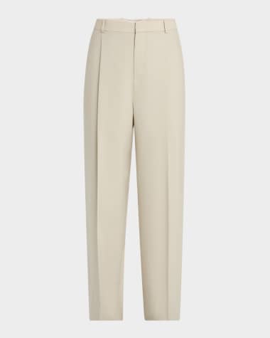 Saint Laurent Men's Pleated Wool-Silk Trousers