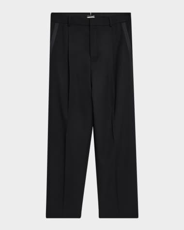 Saint Laurent Men's Grain de Poudre Tuxedo Pants