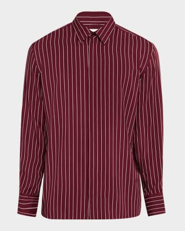 Saint Laurent Men's Vertical Stripe Silk Sport Shirt