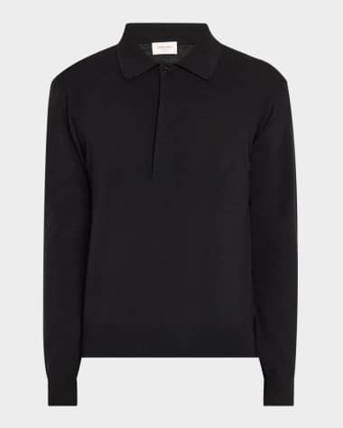 Saint Laurent Men's Solid Knit Polo Shirt