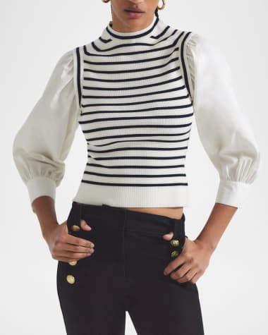 Derek Lam 10 Crosby Trizia Mixed-Media Sweater