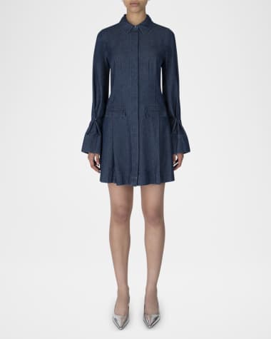 Derek Lam 10 Crosby Danielle Long-Sleeve Denim Mini Shirtdress