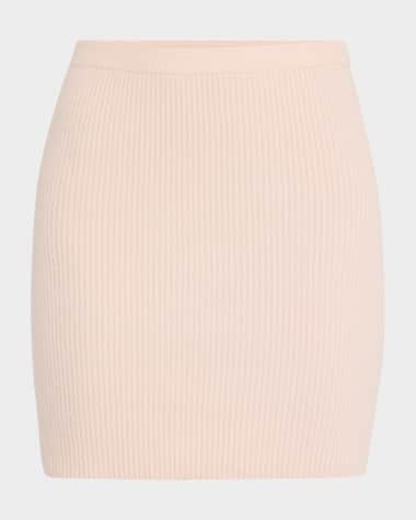 Enza Costa Powder Cashmere Rib-Knit Mini Skirt