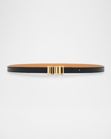 Loewe Graphic Buckle Leather Skinny Belt