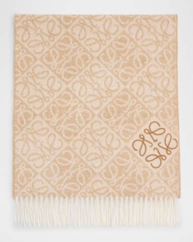 Loewe Anagram-Print Wool Blend Scarf