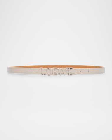 Loewe Logo Lettering Leather Skinny Belt
