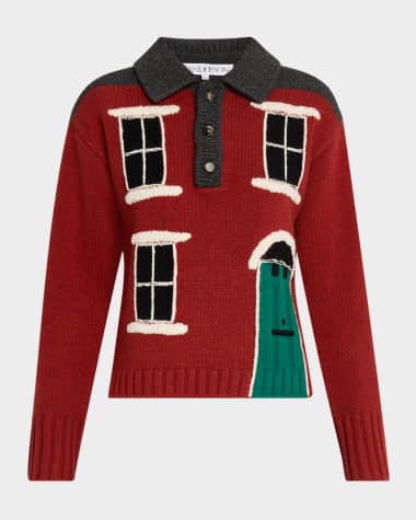JW Anderson House Embroidered Polo Wool Sweater