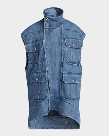 JW Anderson Oversized Sleeveless High-Neck Denim Jacket