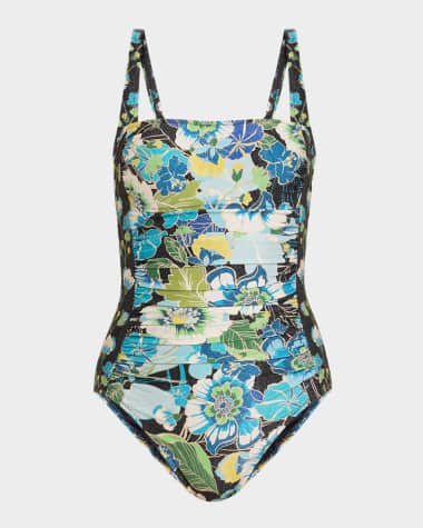 Johnny Was Jenn Ruched One-Piece Swimsuit