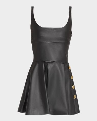 Givenchy Button-Front Leather Mini Dress
