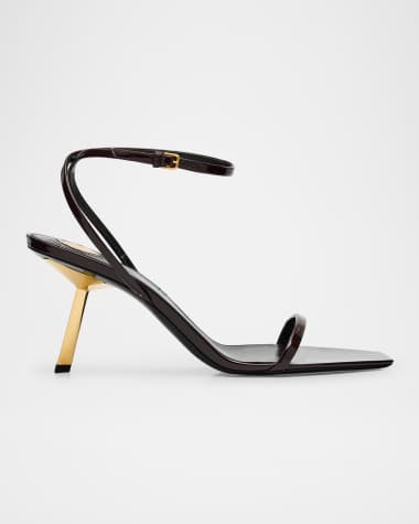 Saint Laurent Lee Leather Ankle-Strap Sandals