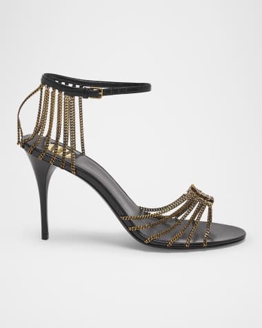 Saint Laurent Babylone Strappy Chain YSL Stiletto Sandals