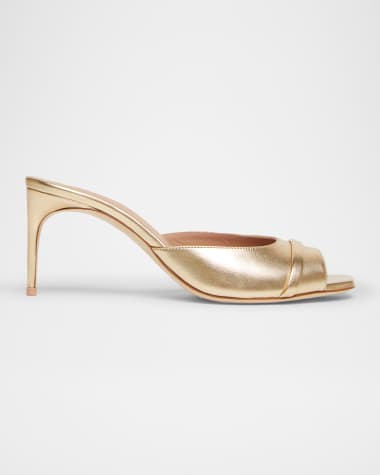 Malone Souliers Metallic Nappa Leather Stiletto Mule Sandals