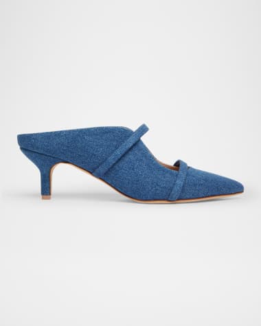 Malone Souliers Maureen Denim Dual-Band Mule Pumps