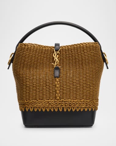 Saint Laurent Le 37 YSL Bucket Bag in Raffia and Leather