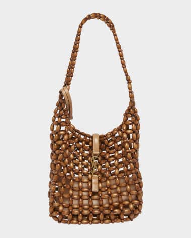 Saint Laurent Le 5 A 7 YSL Beaded Wood Hobo bag