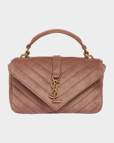 Saint Laurent College Mini Chain Shoulder Bag in Suede