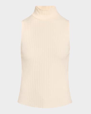 Vince Ribbed Sleeveless Turtleneck Top
