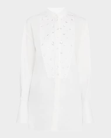 McQueen Crystal Tuxedo Blouse