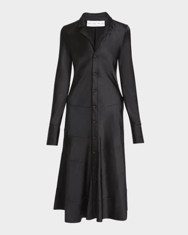 Proenza Schouler White Label Amelie Satin Button-Front Midi Dress