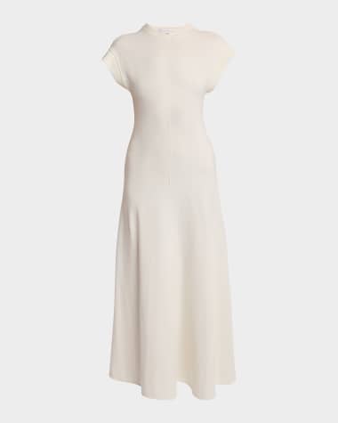 Proenza Schouler White Label Melaine Short-Sleeve Souffle Cotton-Blend Midi Dress
