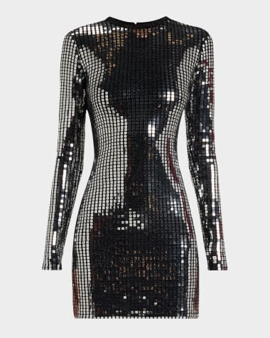 Le Superbe Disco Twiggy Sequined Long-Sleeve Mini Dress