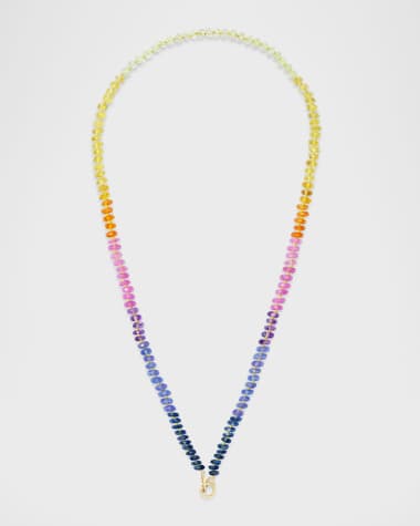 Sorellina 18K Yellow Gold Mixed Stone Bead & Diamond Clasp Necklace
