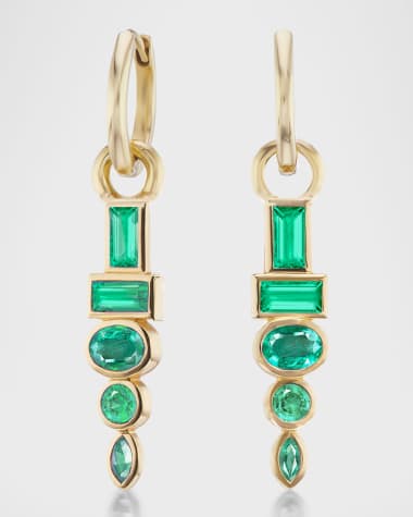Sorellina 18K Yellow Gold Emerald Drop Huggie Earrings