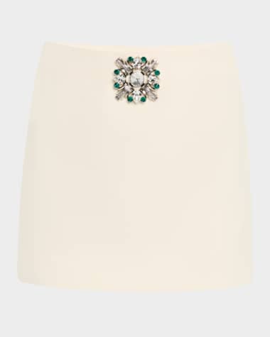 AREA Crystal Brooch Mini Skirt